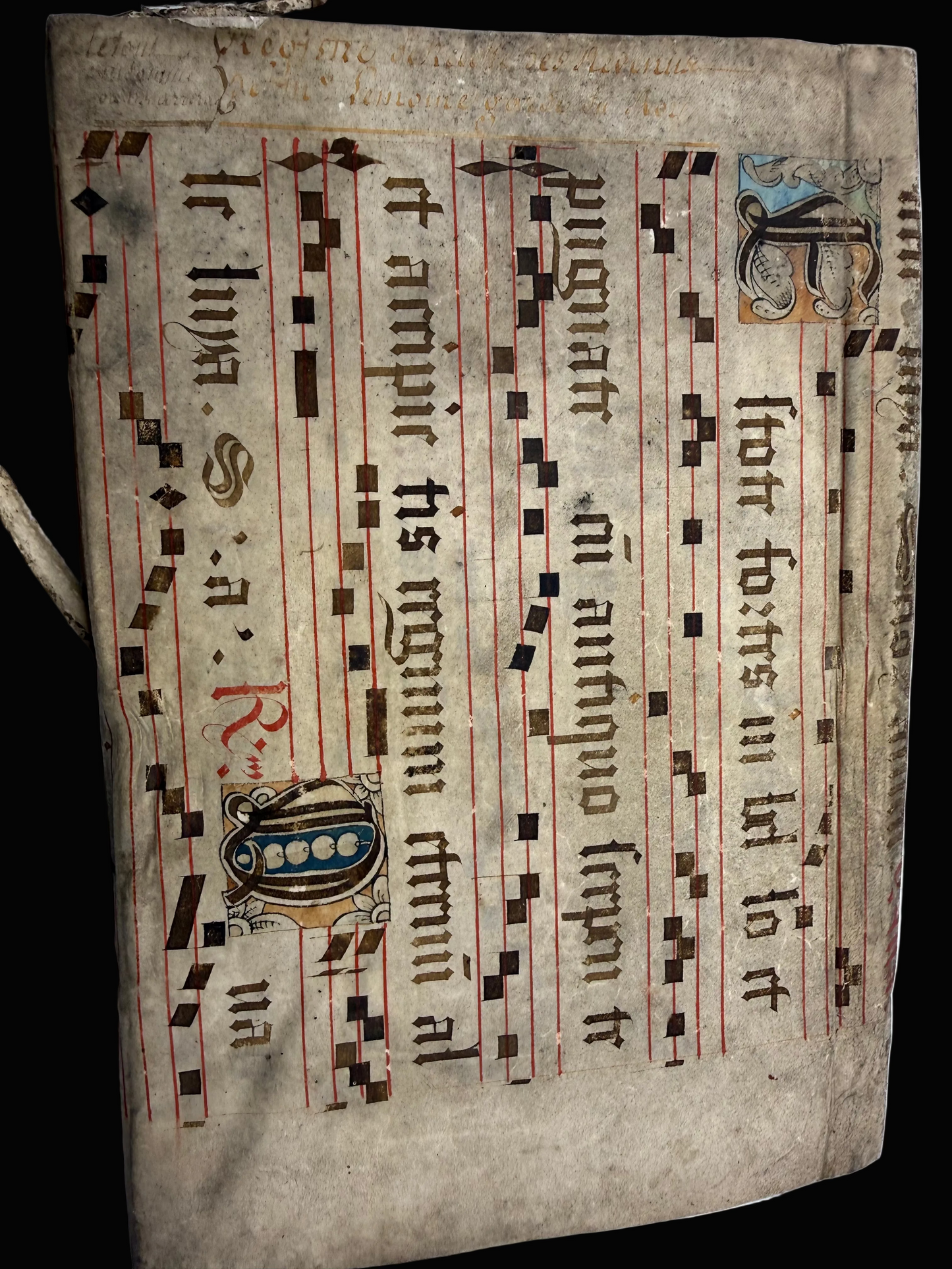 Eighteenth-Century Manuscript Ledger, Bound in fifteenth century Antiphonal Leaf binding waste