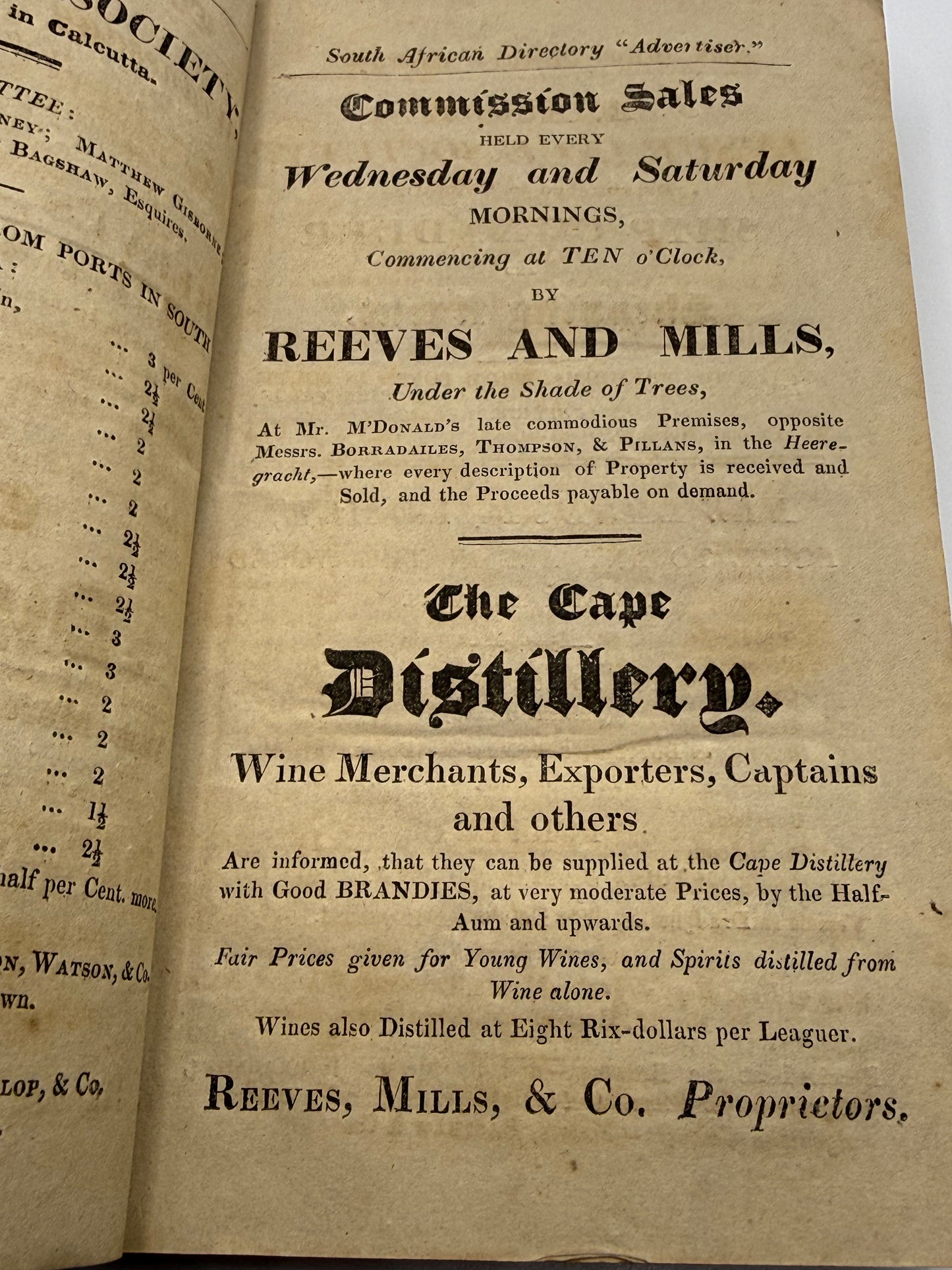 Early 1833 South African Printed Almanac by George Grieg, including five early Lithographs of Cape Town by H.C. de Meillon. Not on OCLC.