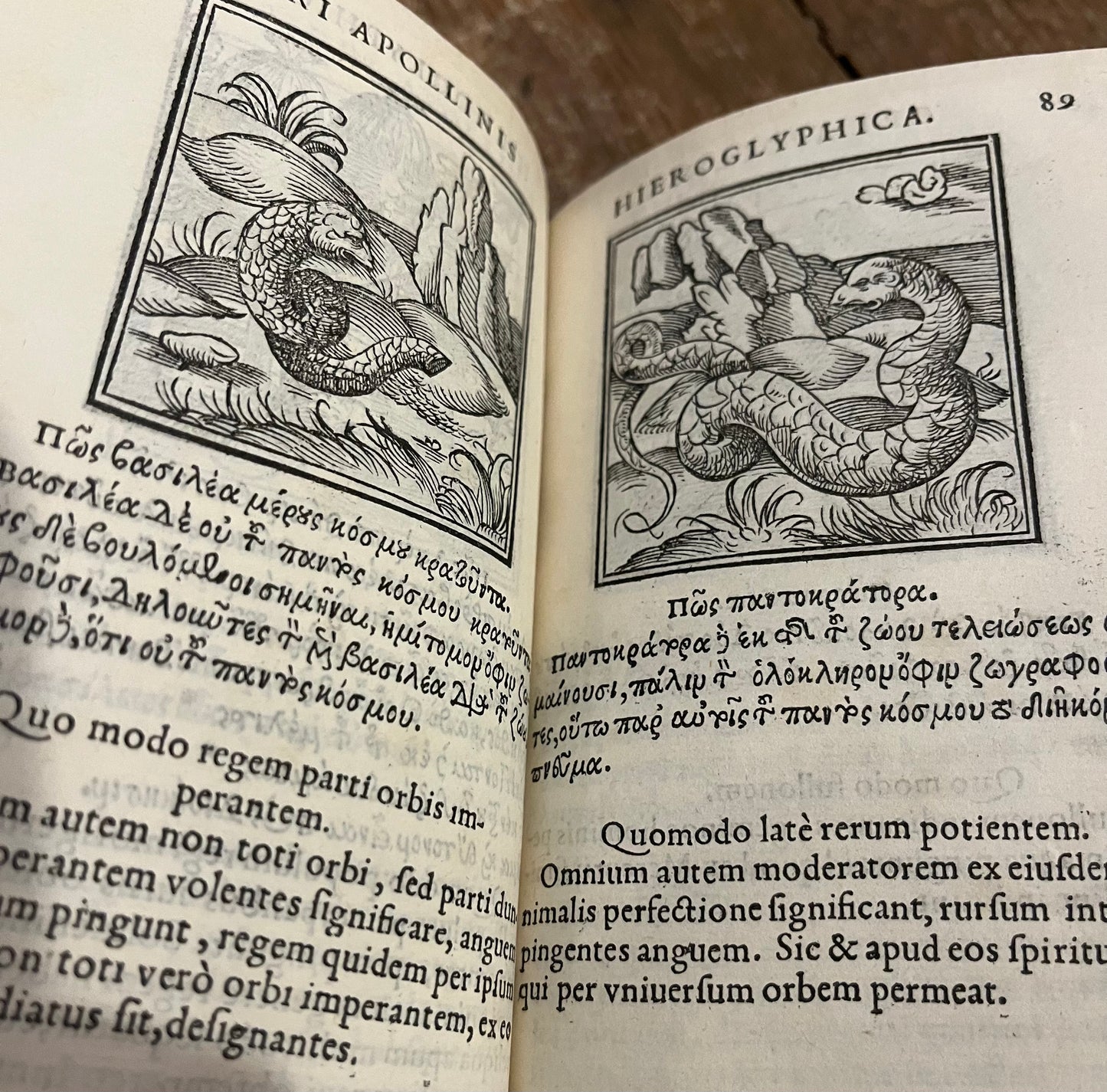 Earliest description of Hieroglyphics, Salamanders, Elephants etc - "Sacris Notis & sculpturis libri duo" - The Hieroglyphics of Horapollo - 1551