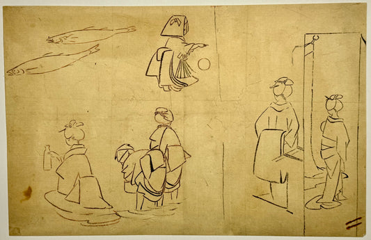 An uncommon 1840s preparatory drawing attributed to Hiroshige.