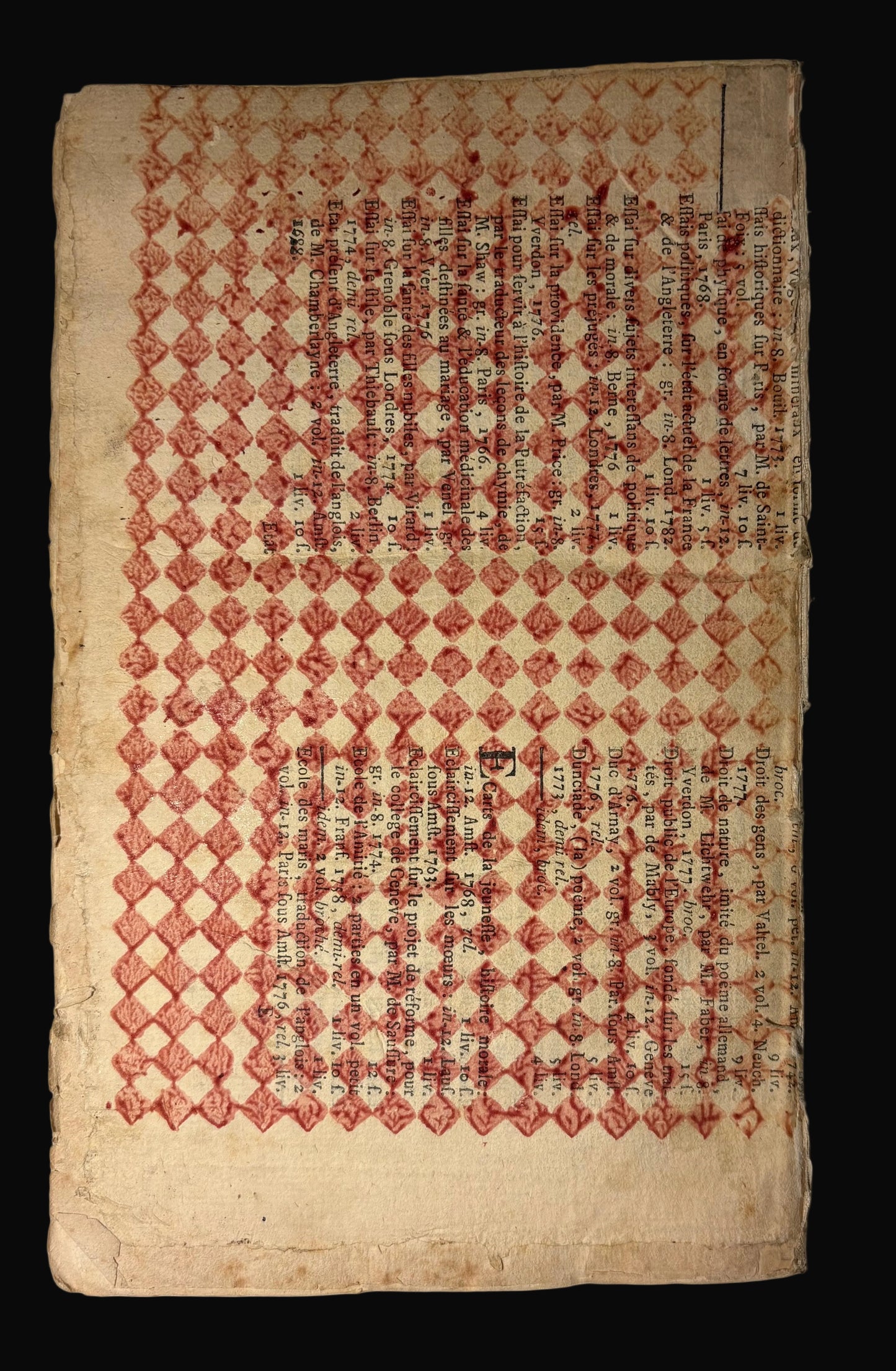Bound with the Genevan Bookseller Bassompierre's catalogue waste - "Etat présent des Indes hollandaises" - Batavia [but Amsterdam]