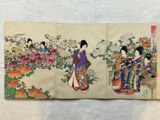 Chikanobu - “Inside Chiyoda Palace” - silk bound ukiyoe album - 1894