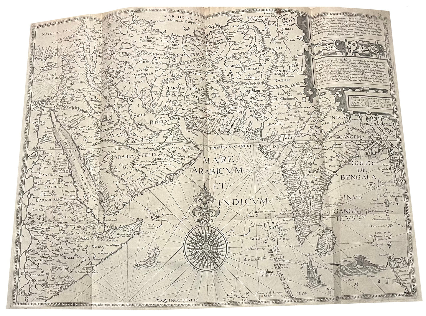Linschoten - 1596 - Middle East and India - Deliniantur in hac tabula, Orae maritimae Abexiae, freti Mecani: al. Maris Rubri: Arabiae, Ormi, Persiae, Supra Sindam usque