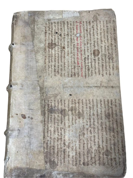 16th Century legal text with a binding waste trio from the 12th to 15th centuries by Cicero and Saint Augustine of Hippo.