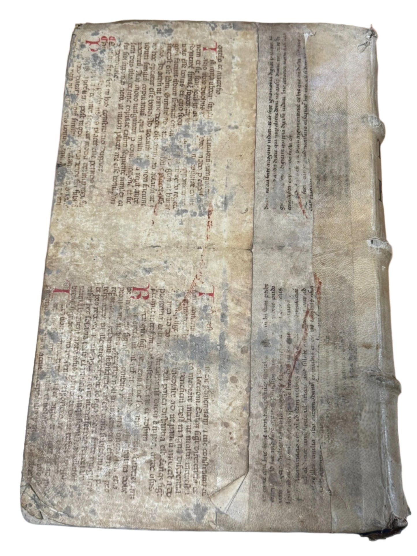 16th Century legal text with a binding waste trio from the 12th to 15th centuries by Cicero and Saint Augustine of Hippo.