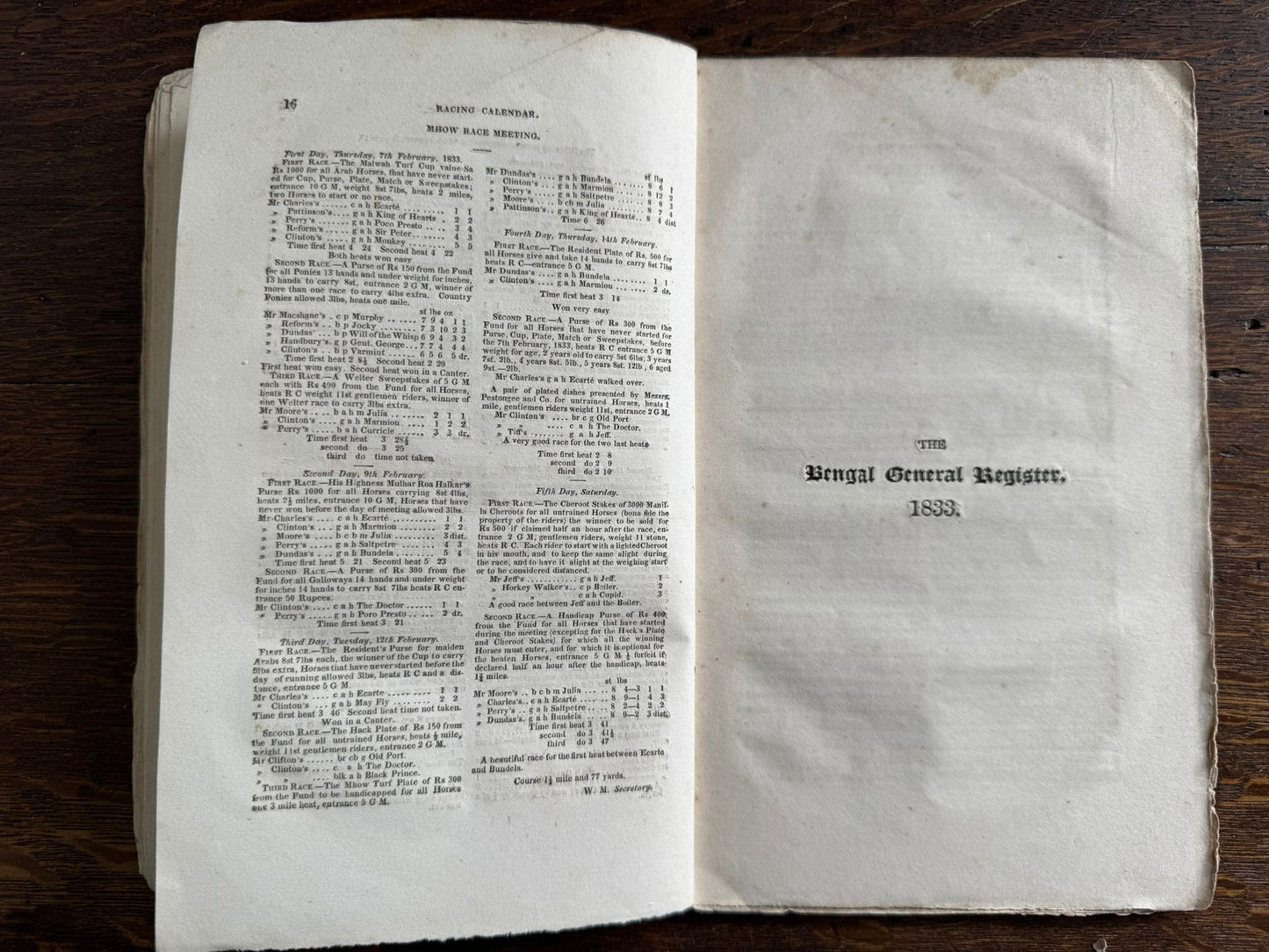 "My First Brush with a Tiger" - Early Indian printing - "The Bengal Monthly Sporting Magazine" - Calcutta 1833 - J.H.Stocqueler