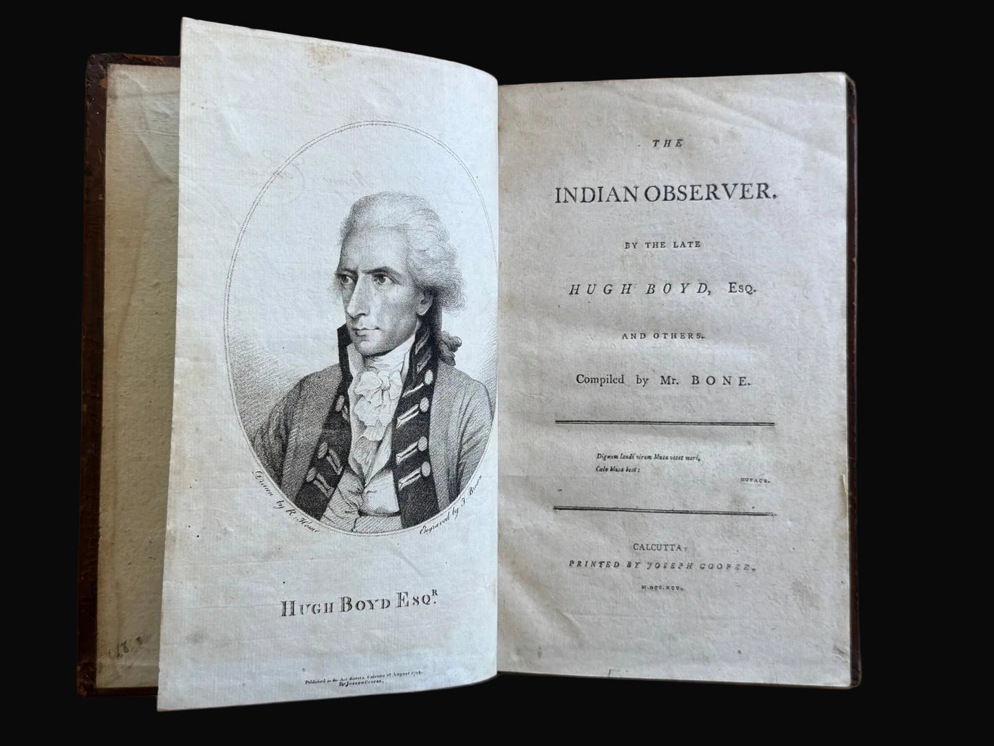 18th Century Calcutta printing Joseph Cooper - "The Indian Observer" by Hugh Boyd - Calcutta 1795