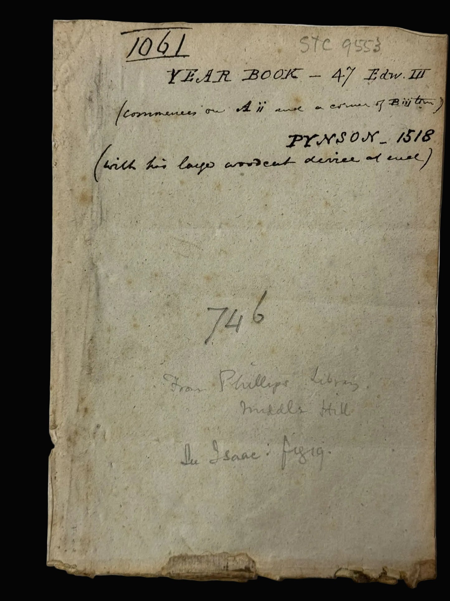 Richard Pynson’s De Termino Hillarii (1518): London Printed English Year Book with Sir Thomas Phillips and Lord Kenyon Provenance
