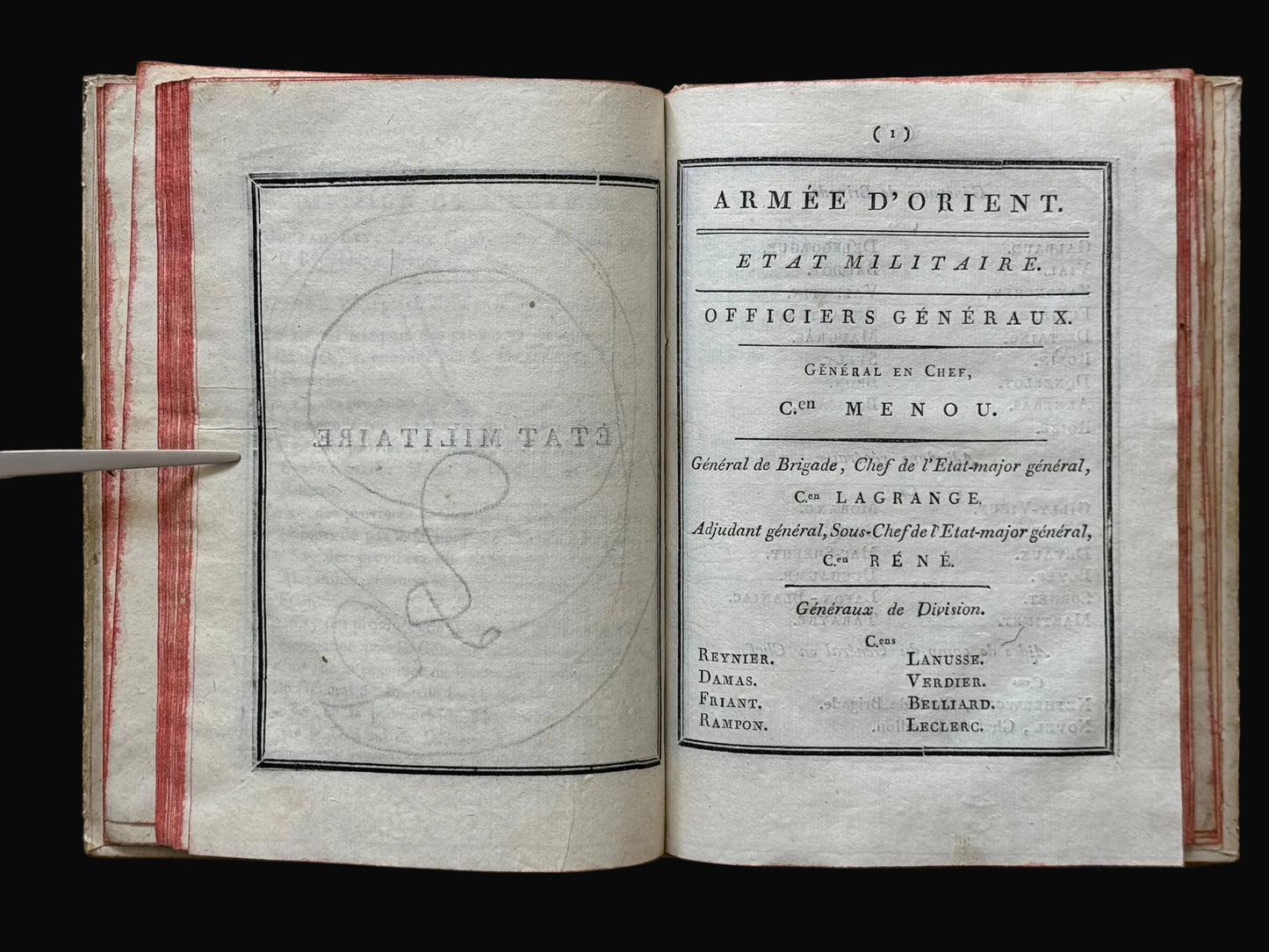Printed at Napoleon’s Cairo Press and with the Contemporary Ownership of an Officer of the Armée d’Orient - "Annuaire de la République Française, Calculé pour le Méridien du Kaire, l’An IX de l’Ère Française" - 1800