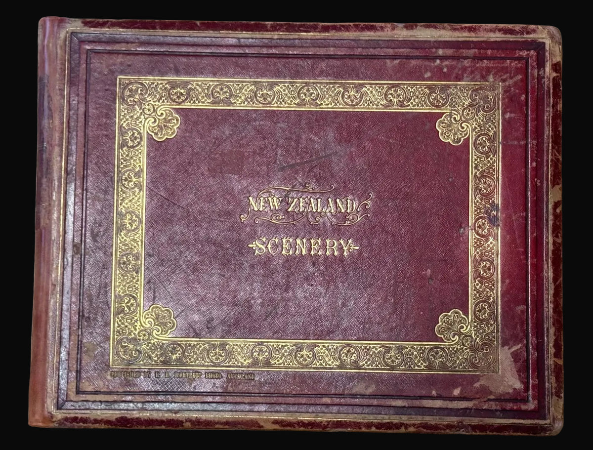 Complete 1870s Album of New Zealand Photographs by Robert Bartlett - Auckland panorama, Pink and White terraces, Māori King Tāwhiao