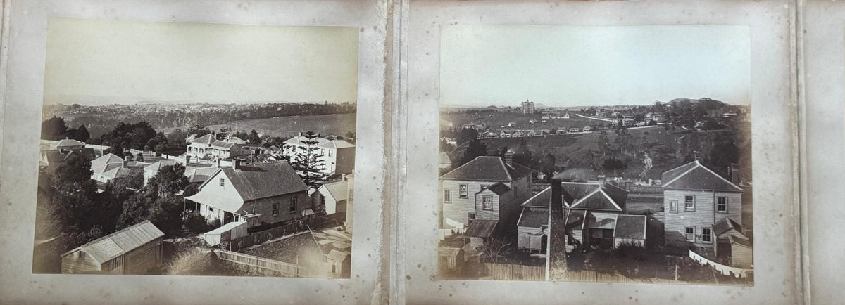 Complete 1870s Album of New Zealand Photographs by Robert Bartlett - Auckland panorama, Pink and White terraces, Māori King Tāwhiao