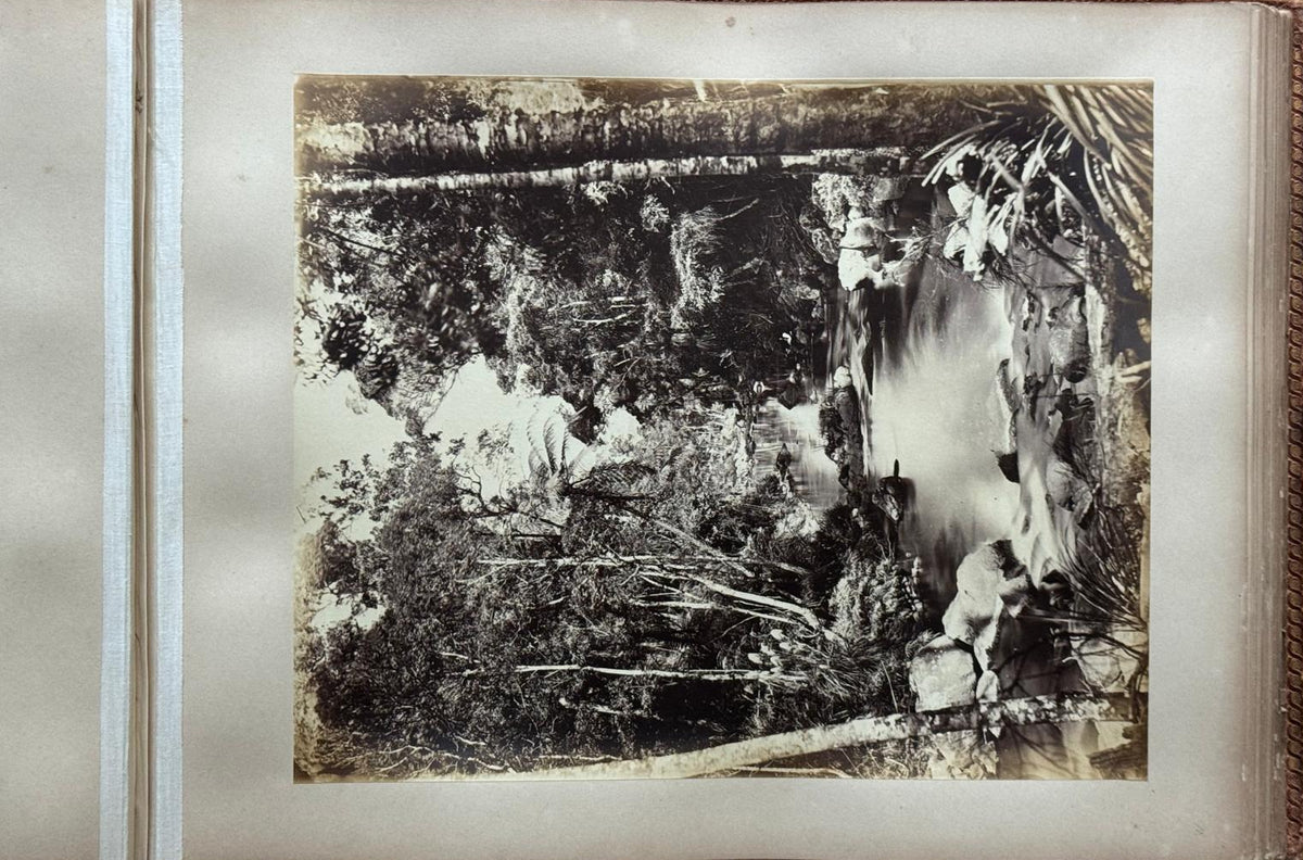 Complete 1870s Album of New Zealand Photographs by Robert Bartlett - Auckland panorama, Pink and White terraces, Māori King Tāwhiao