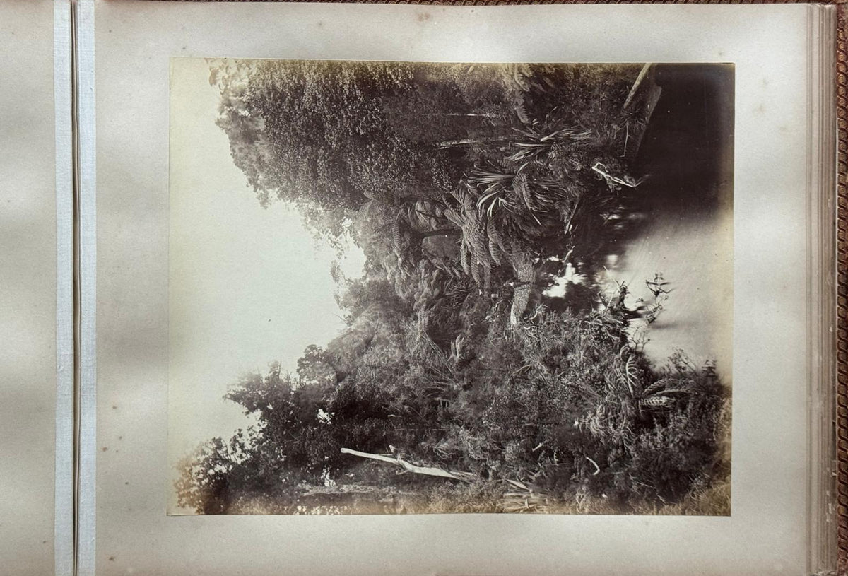 Complete 1870s Album of New Zealand Photographs by Robert Bartlett - Auckland panorama, Pink and White terraces, Māori King Tāwhiao