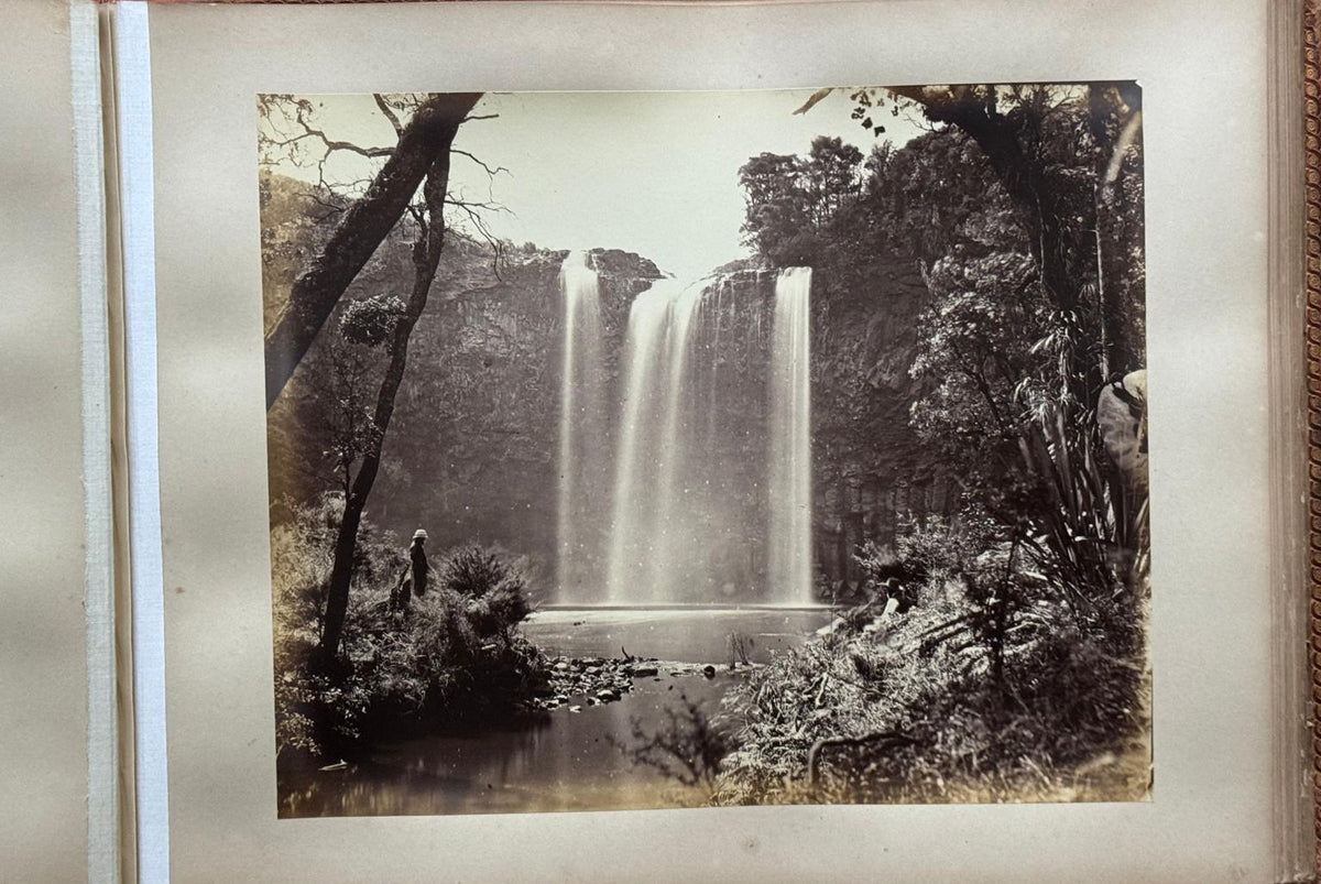 Complete 1870s Album of New Zealand Photographs by Robert Bartlett - Auckland panorama, Pink and White terraces, Māori King Tāwhiao