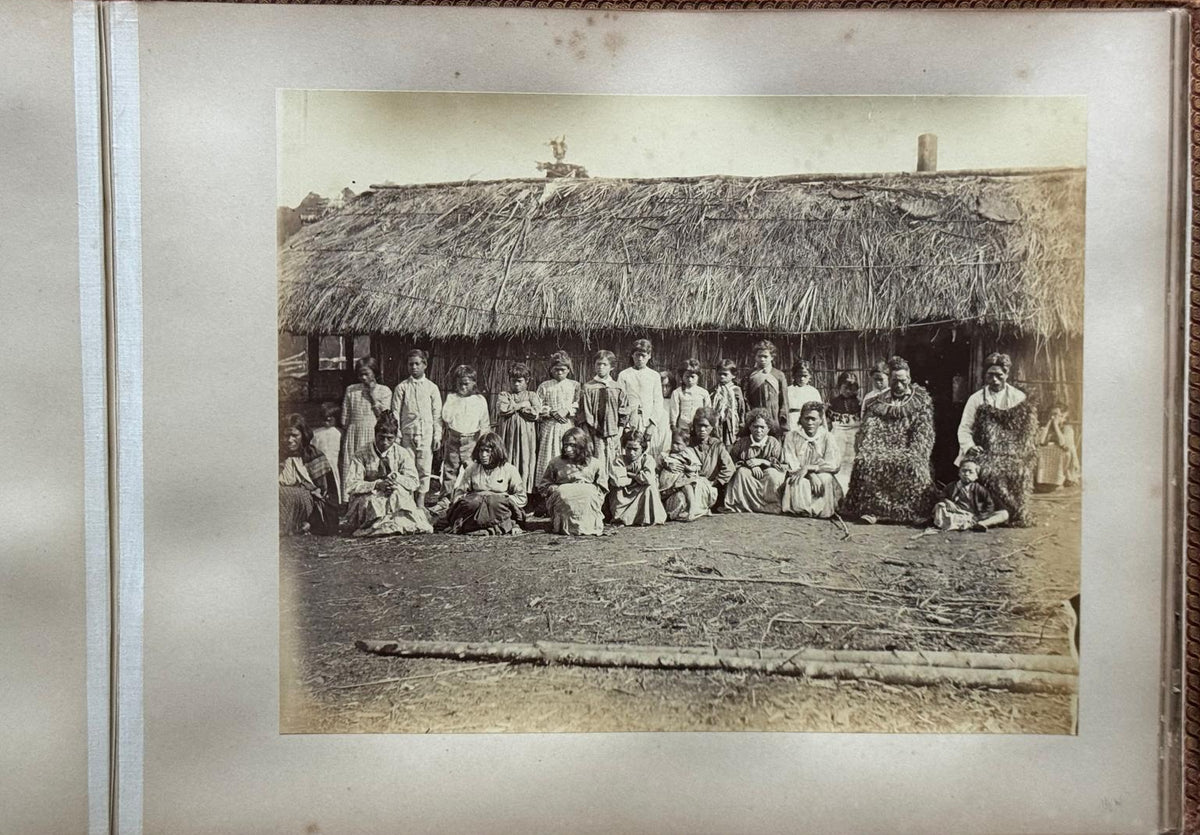 Complete 1870s Album of New Zealand Photographs by Robert Bartlett - Auckland panorama, Pink and White terraces, Māori King Tāwhiao