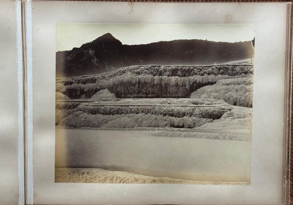 Complete 1870s Album of New Zealand Photographs by Robert Bartlett - Auckland panorama, Pink and White terraces, Māori King Tāwhiao