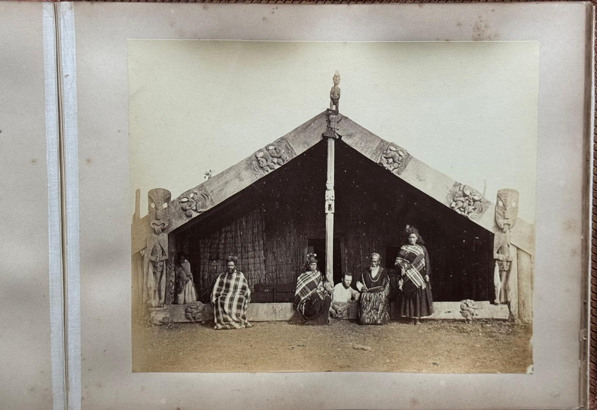 Complete 1870s Album of New Zealand Photographs by Robert Bartlett - Auckland panorama, Pink and White terraces, Māori King Tāwhiao