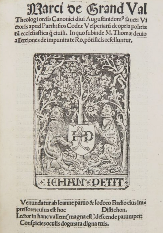 A Bishop's Sammelband including a "Lost Book" -  "Codex vesperiarum de optima politia" - Jehan Petit - 1512 - Post-Incunable