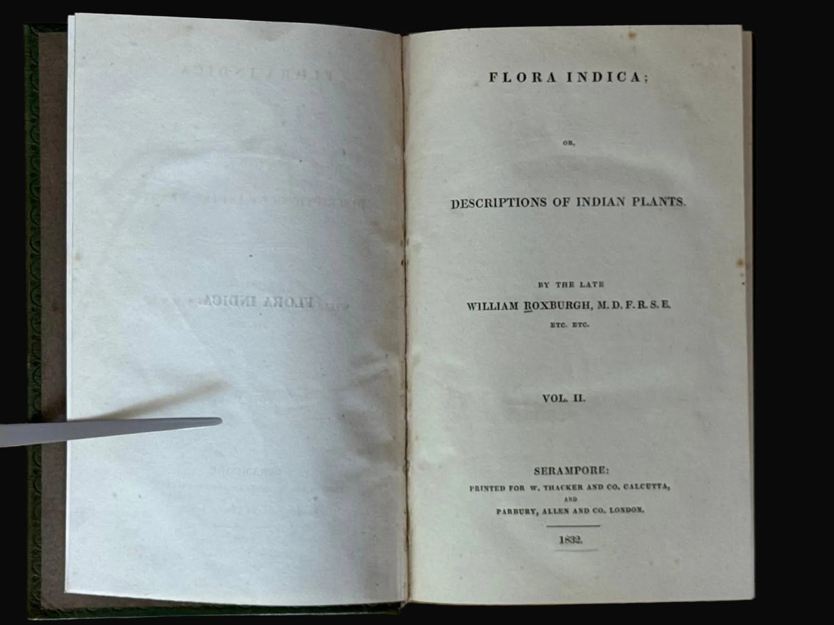Serampore printing - Foundational work on Indian Botany: Flora Indica by William Roxburgh and edited by William Carey, 1832