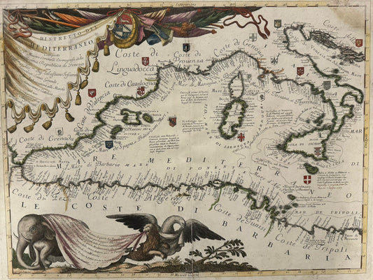 “Ristretto del Mediterraneo” - Vincenzo Coronelli (1650 – 1718) - Atlante Veneto published in Venice c1690