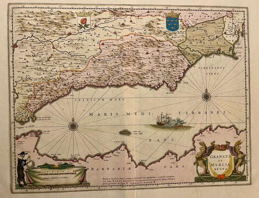 "Granata et Murcia Regna" - Blaeu 1642 - Original Colour - Granada/ Mercia / Spain Map