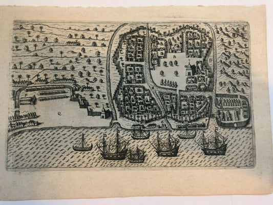 De Bry - "A plan of the town of Bantam" - 1599 - Indonesia / Java