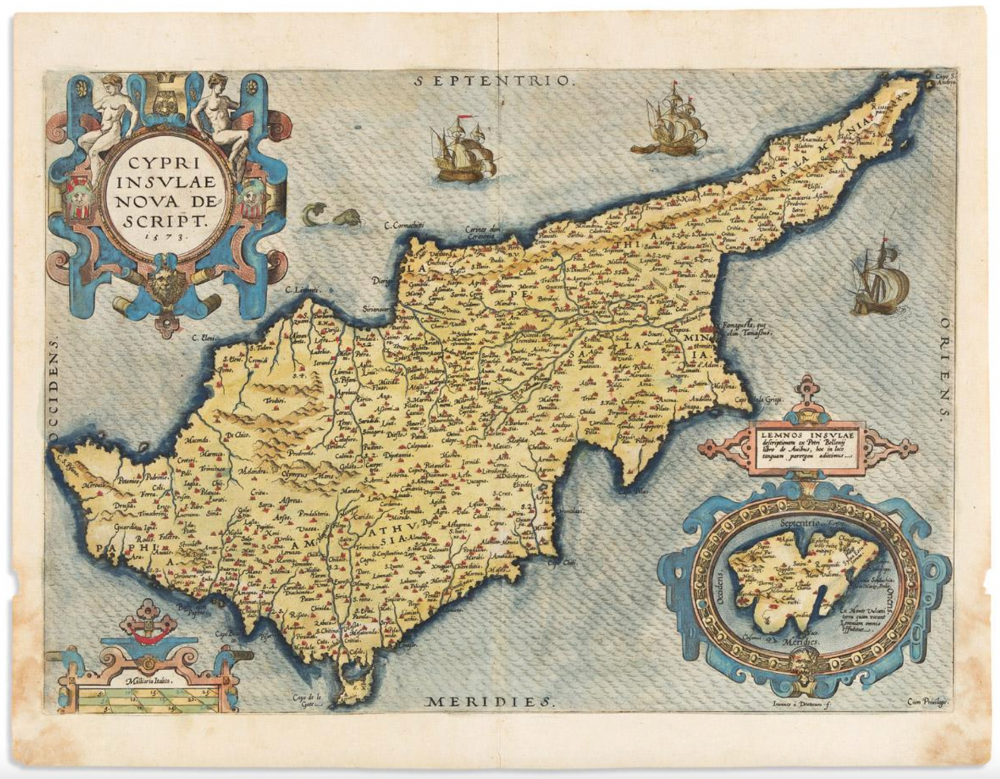CYPRUS - "Cypri Imsulae" 1579 - Abraham Ortelius- Original Antique Map