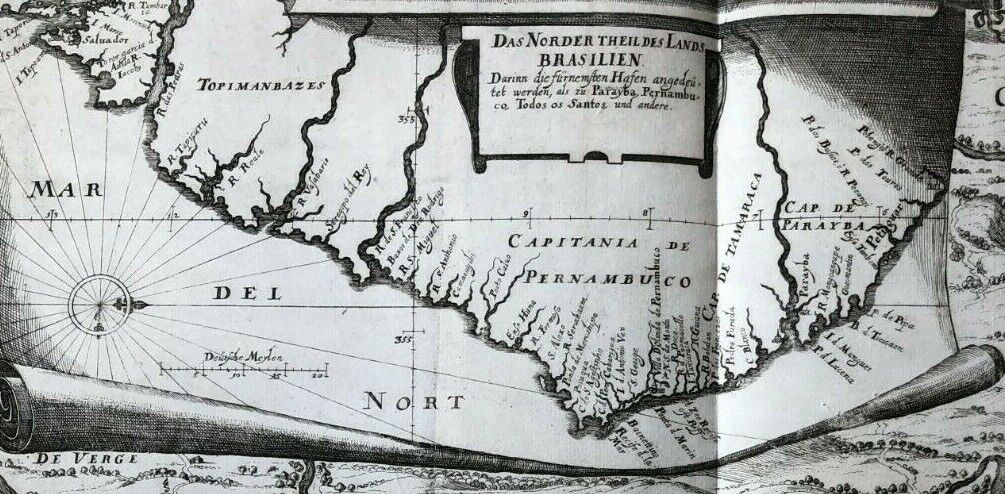 De Bry “Norder Theil des lands Brasilien" - c1630 - Brazil - Olinda - Pernambuco