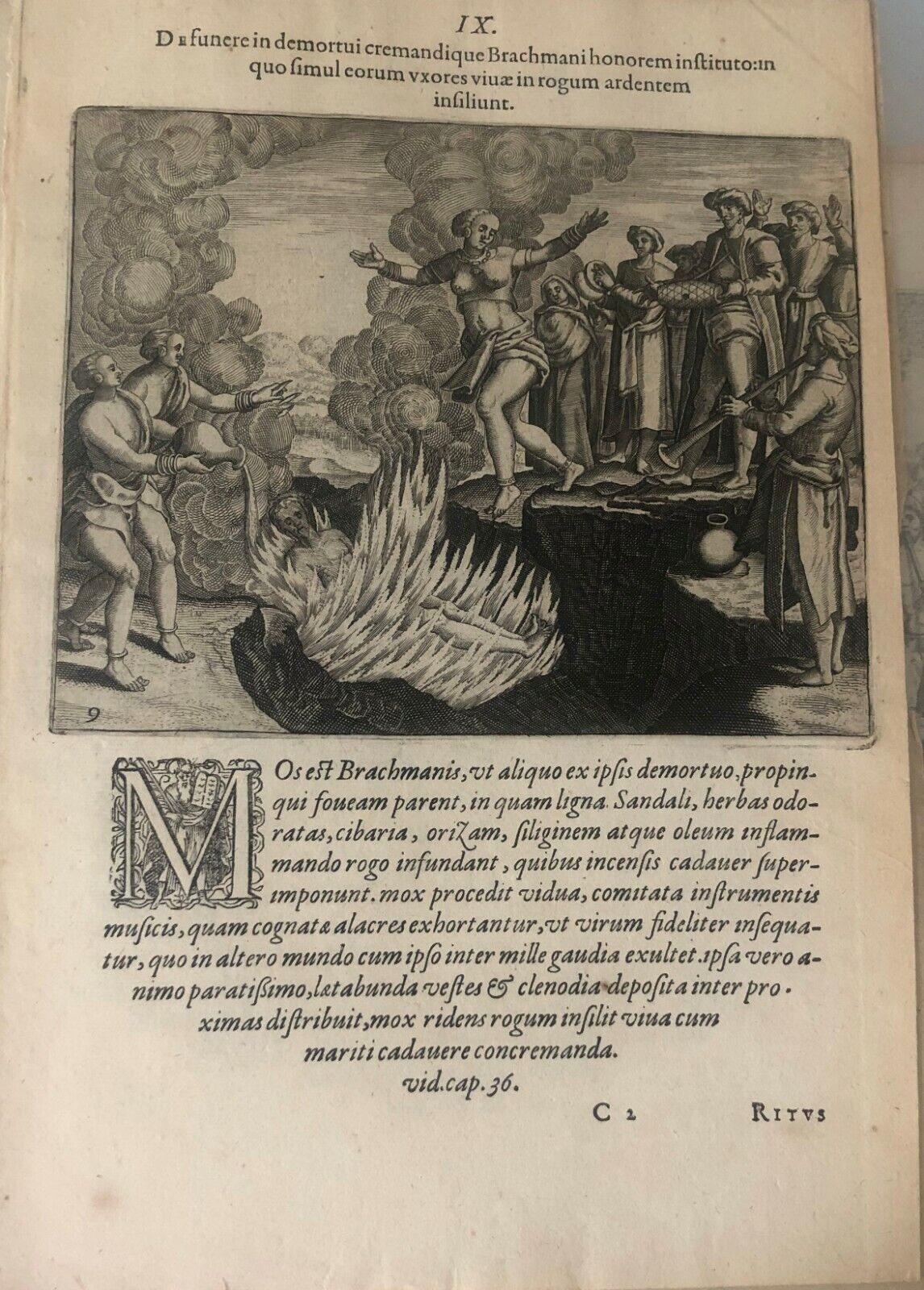 De Bry - "How the deceased Brahmin are cremated"- Original - 1599 India - Suttee