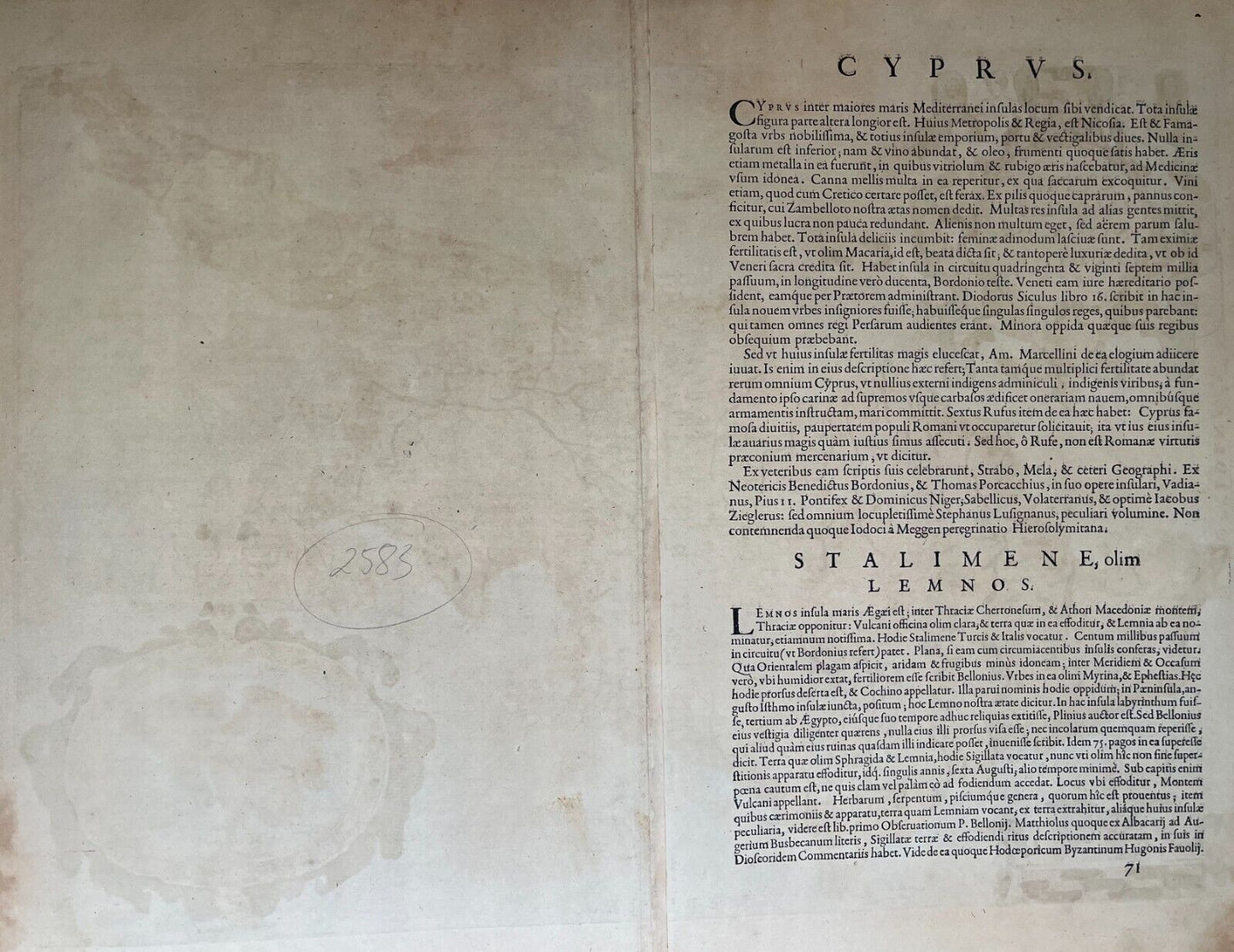 CYPRUS - "Cypri Imsulae" 1579 - Abraham Ortelius- Original Antique Map