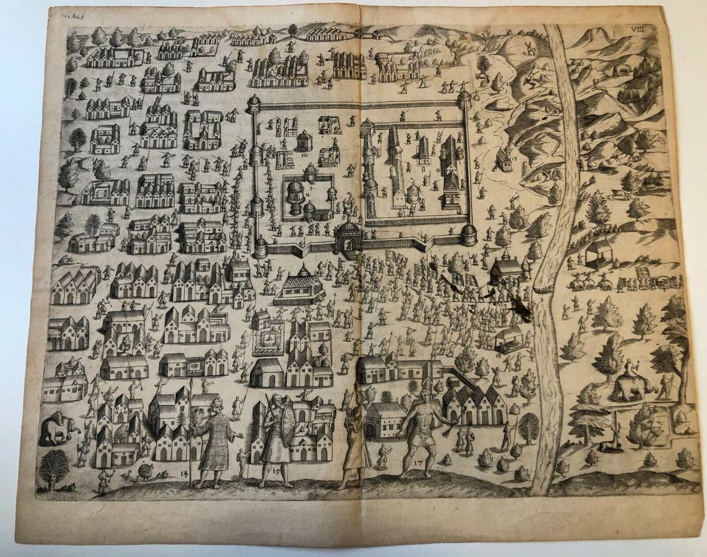 De Bry - "A Description of the Royal town of Kandy"- Original - 1605 - Sri Lanka