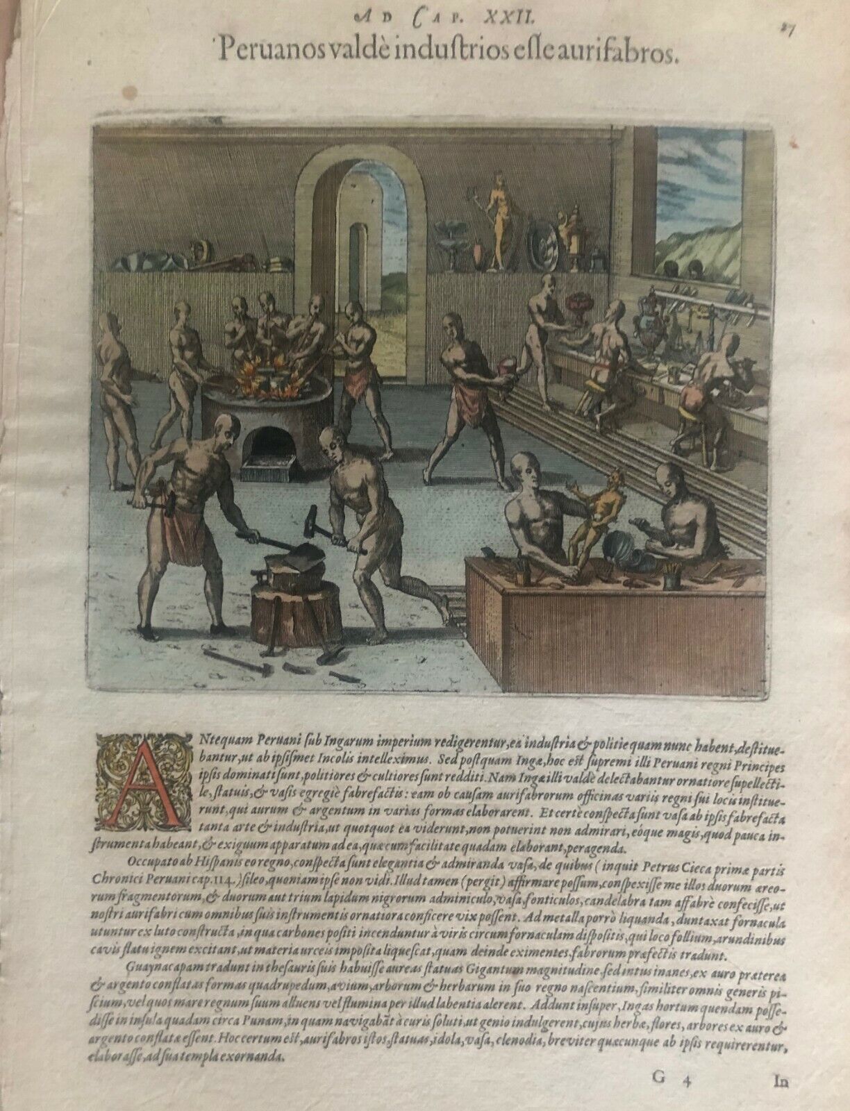 De Bry - "How the Incas wrought their Gold" 1596 - Benzoni - Lima