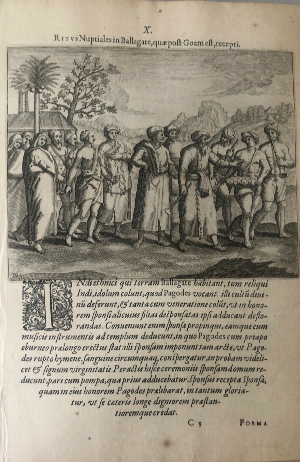 De Bry - "A wedding ceremony near Goa"- Original - 1599 India