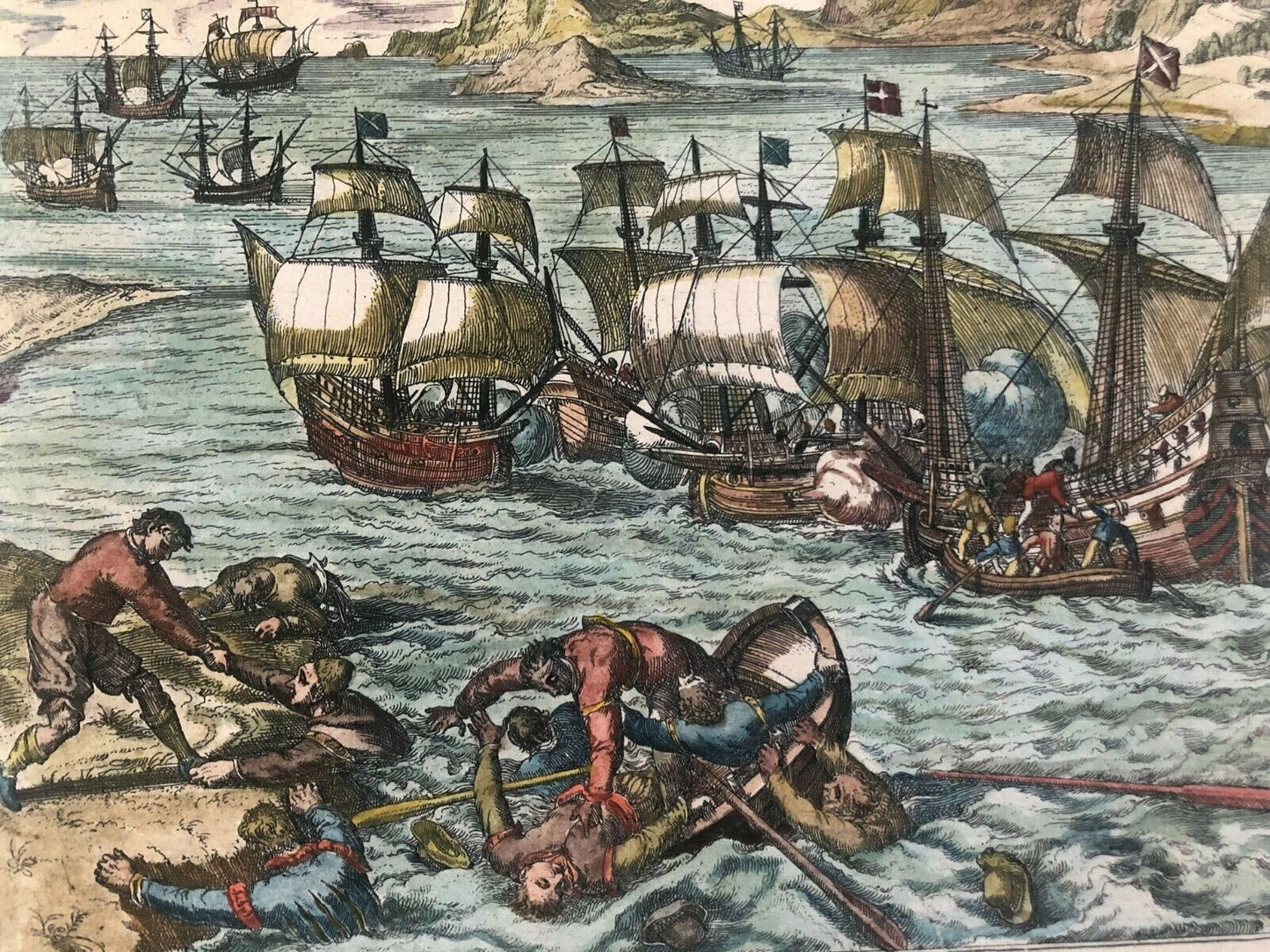 De Bry - "The French defeat the Spanish at Havana" 1595 - Cuba