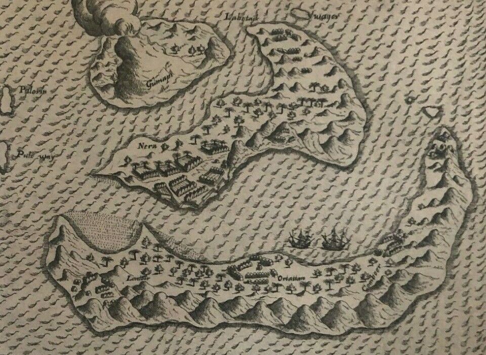 De Bry - "a picture of the Island of Banda"- Original - 1601 - Indonesia - Spice