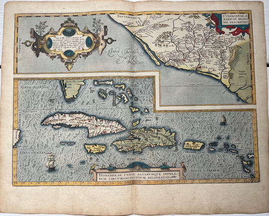 "Culiacanae, Americae Regionis / Hispaniolae, Cubae, Aliarumquae Insularum" - Mexico and the Caribbean - Ortelius - 1584