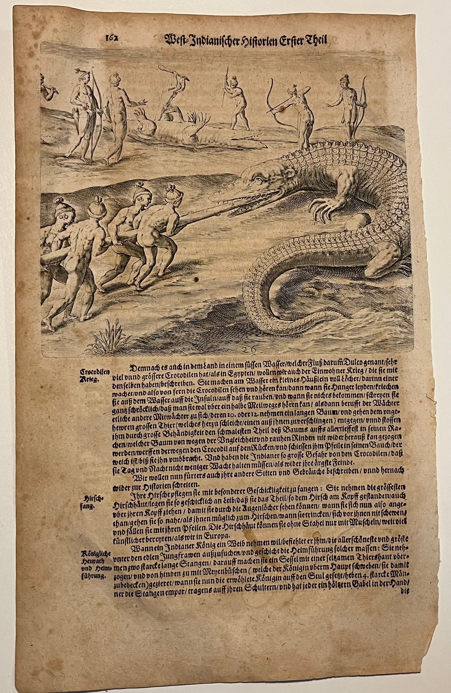 How the Timucua Indians Hunt Alligators – 1591 – Florida – De Bry