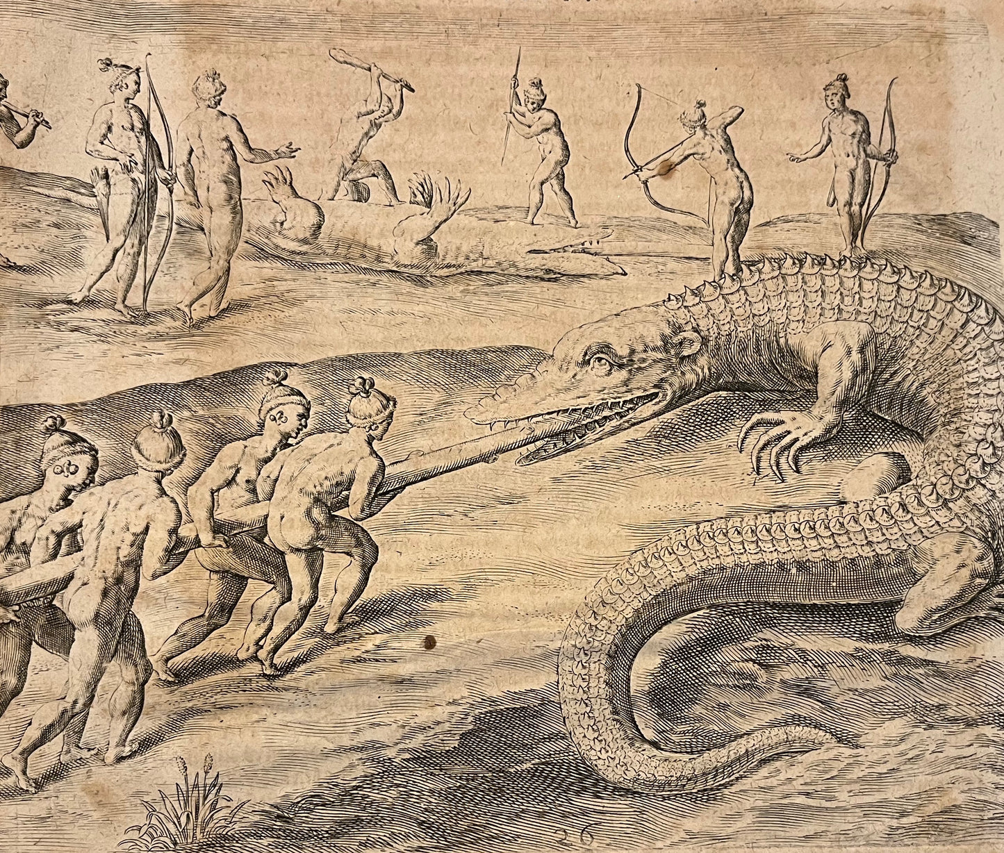 How the Timucua Indians Hunt Alligators – 1591 – Florida – De Bry