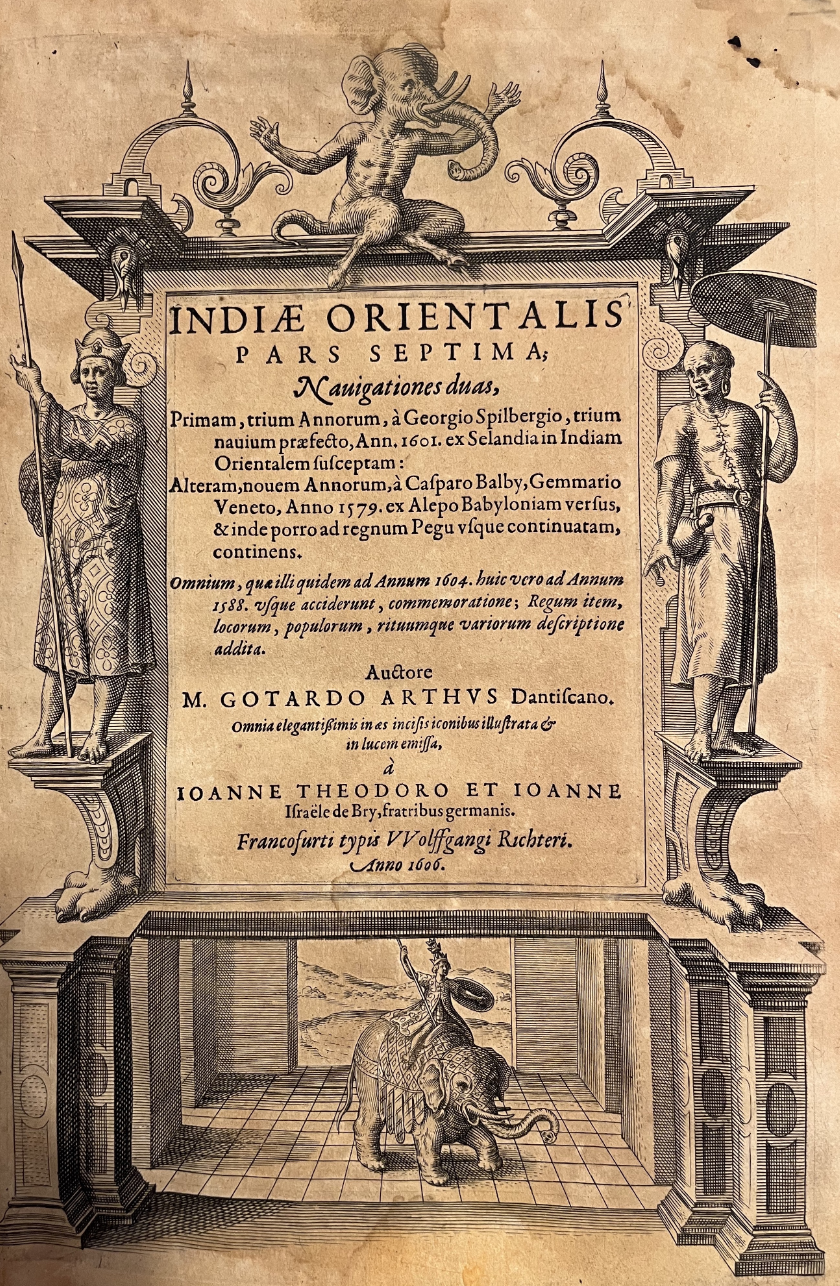 "Indiae Orientalis pars septima" - Part 7 De Bry's Petitis Voyages - Sri Lanka and Burma (Myanmar)- Gasparo Balbi / Joris von Spilbergen - 1606