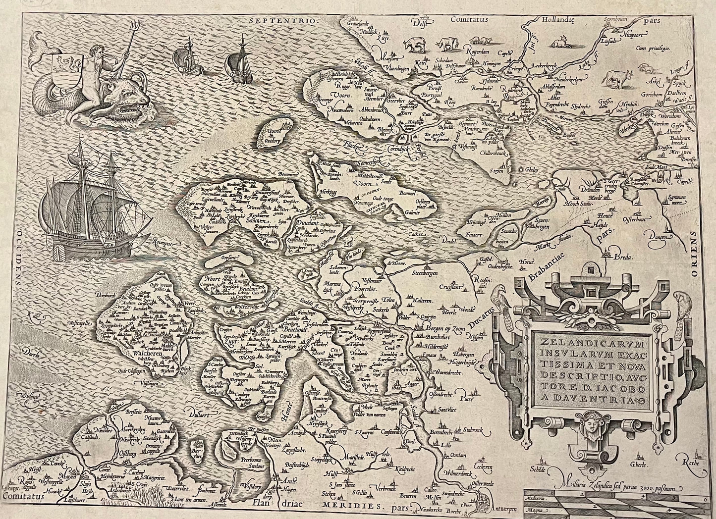 Ortelius - 1574 - Zeeland - "Zelandicarum Insularum exactissima et nova descriptio,  Auctore D. Iacobbo a Deventria"